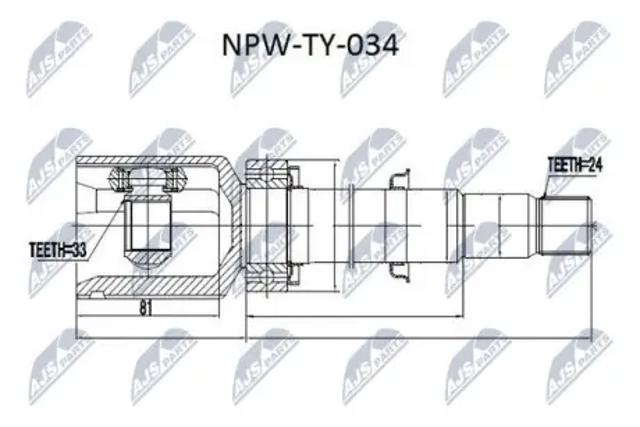 ШРУС внутрішній, передній, правий NPWTY034 NTY