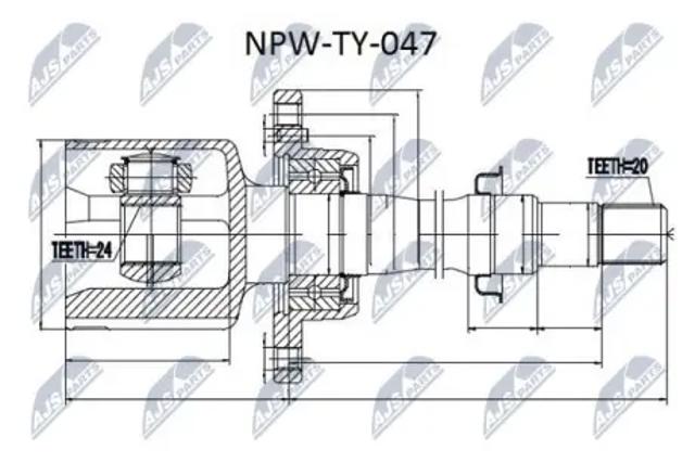 ШРУС внутрішній, передній, правий NPWTY047 NTY