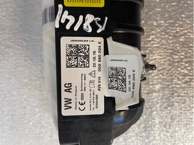 Установка подушки безпеки пасажира 3G0880204E VAG