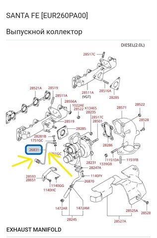 Подача масляна труба 2824027000 HYUNDAI