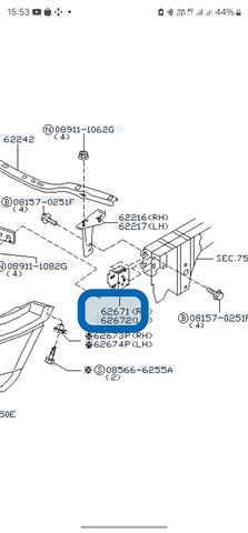 Кронштейн підсилювача переднього бампера 622118H700 NISSAN