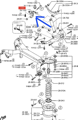 Подушка амортизатора заднього, правого GJ6A28720B MAZDA