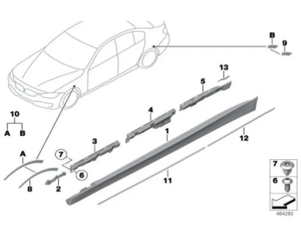 Накладка зовнішня (молдинг) порога, правий 51777312752 BMW