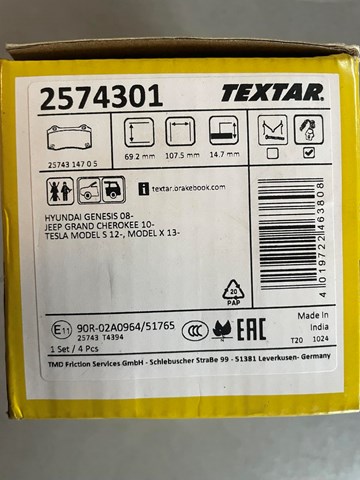Задні колодки 2574301 TEXTAR