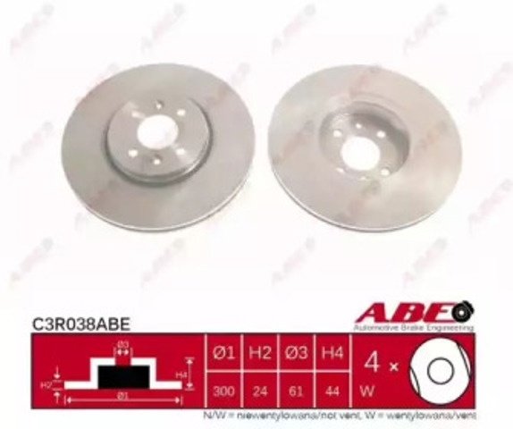 Диск гальмівний передній C3R038ABE ABE