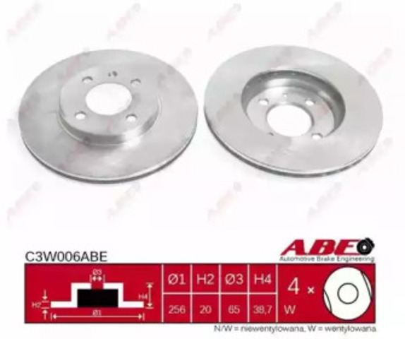 Диск переднього гальма C3W006ABE ABE