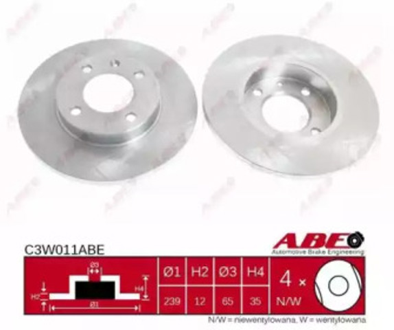 Диск переднього гальма C3W011ABE ABE