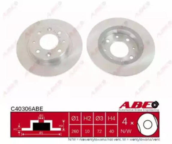 Диск заднього гальма C40306ABE ABE