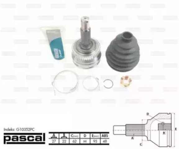ШРУС зовнішній передній G10352PC PASCAL