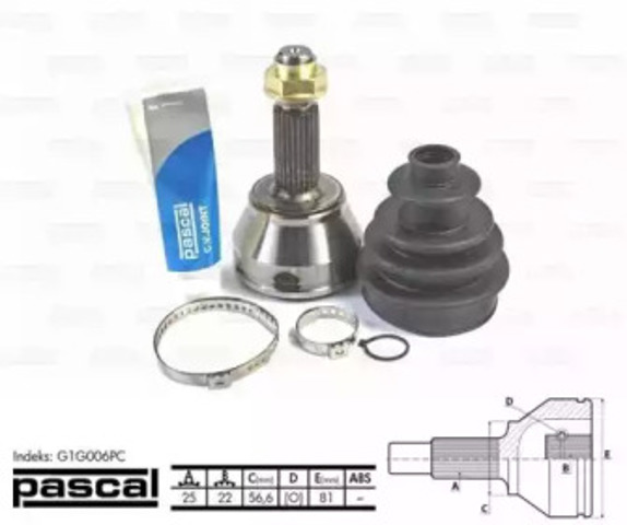 ШРУС зовнішній передній G1G006PC PASCAL