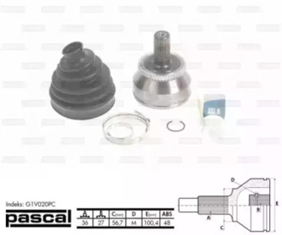 ШРУС зовнішній G1V020PC PASCAL