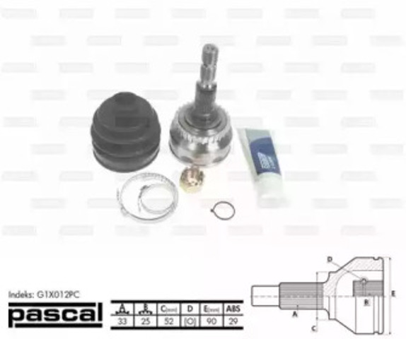 ШРУС зовнішній передній G1X012PC PASCAL