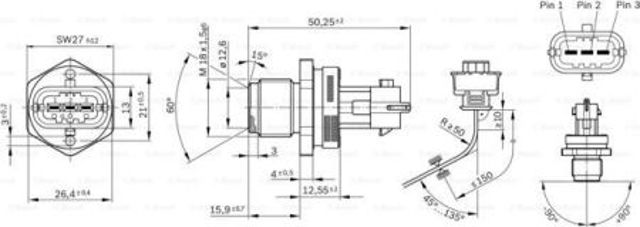 Регулятор тиску палива в паливній рейці 0281002907 BOSCH