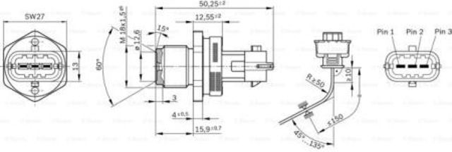 Датчик тиску палива 0281002937 BOSCH