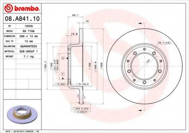 Диск гальмівний задній 08A84110 BREMBO