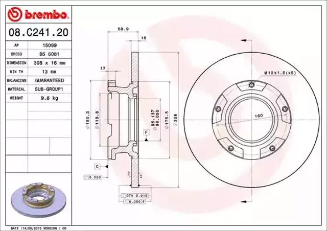 Диск гальмівний задній 08C24120 BREMBO
