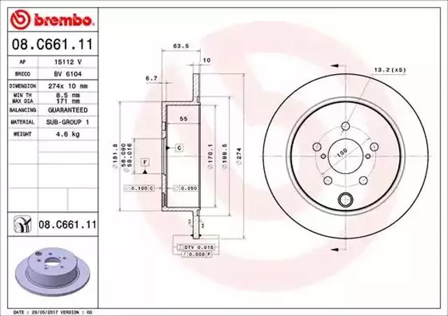 Задні дискові гальма 08C66111 BREMBO