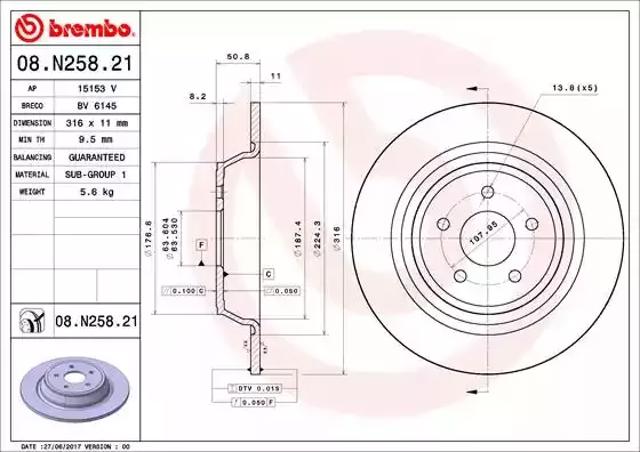 Диск заднього гальма 08N25821 BREMBO