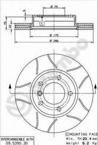 Гальмо дискове переднє 09539077 BREMBO