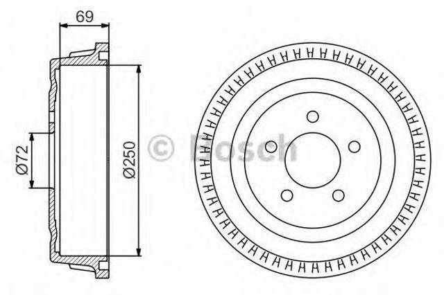 Барабан гальмівний задній 0986477185 BOSCH