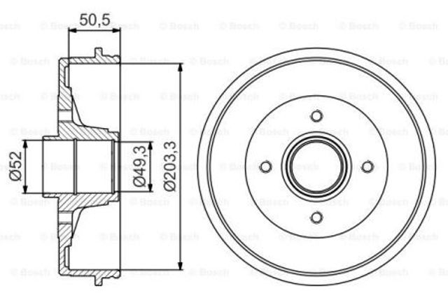 Барабан гальмівний задній 0986477196 BOSCH