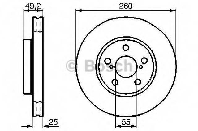 Диск гальмівний передній 0986478451 BOSCH