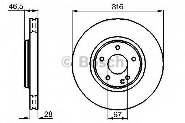 Диск переднього гальма 0986478625 BOSCH