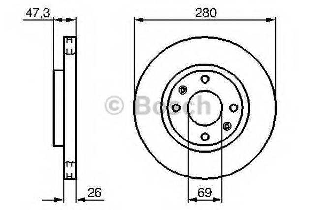 Диск переднього гальма 0986479229 BOSCH