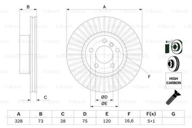 Диск переднього гальма 0986479771 BOSCH