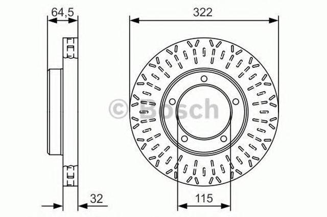 Диск гальмівний передній 0986479A64 BOSCH