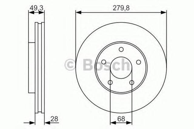 Диск переднього гальма 0986479R90 BOSCH