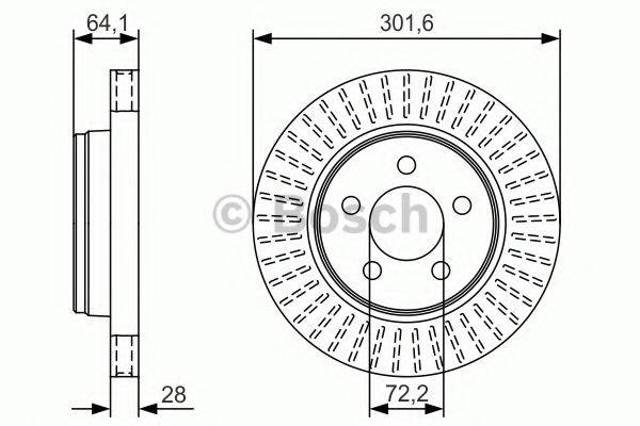 Диск гальмівний передній 0986479U04 BOSCH