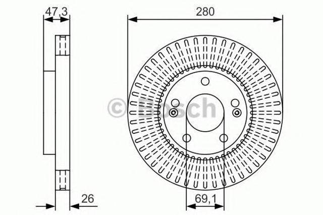 Диск гальмівний передній 0986479U10 BOSCH