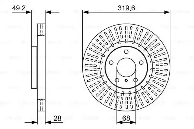 Диск гальмівний передній 0986479V60 BOSCH