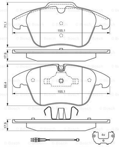 Колодки гальмівні передні, дискові 0986494371 BOSCH
