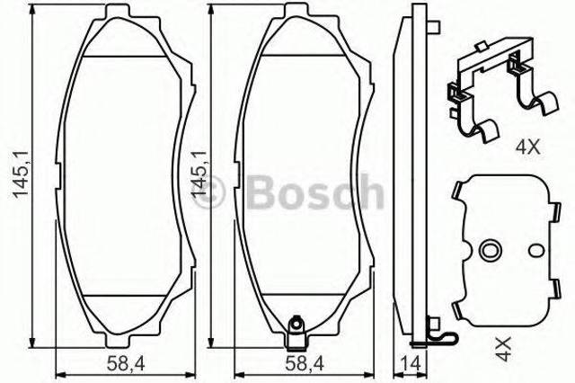Колодки гальмівні дискові комплект 0986494587 BOSCH