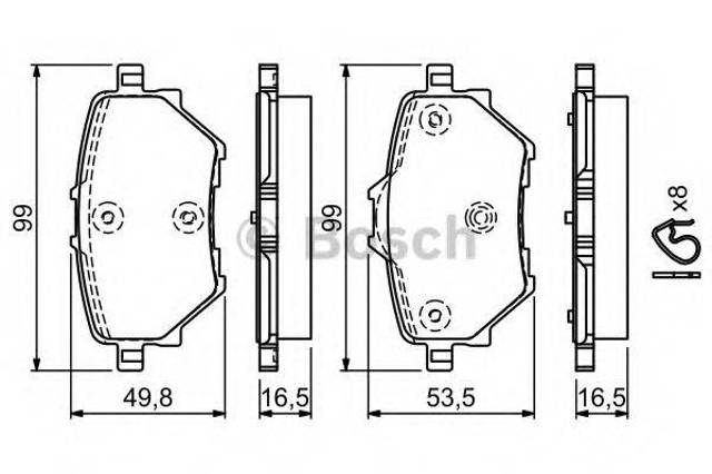 Задні гальмівні колодки 0986494716 BOSCH