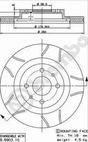 Диск переднього гальма 09890375 BREMBO