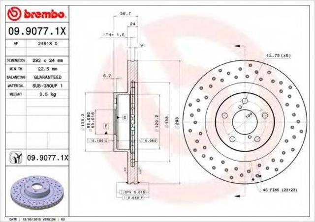 Гальмо дискове переднє 0990771X BREMBO