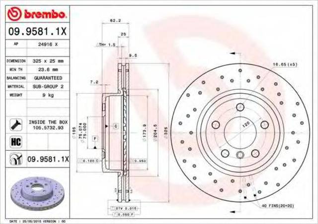 Гальмо дискове переднє 0995811X BREMBO