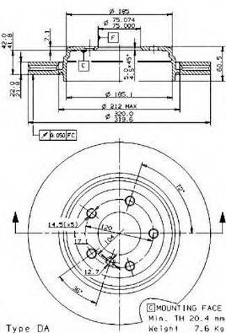 Диск заднього гальма 09959011 BREMBO
