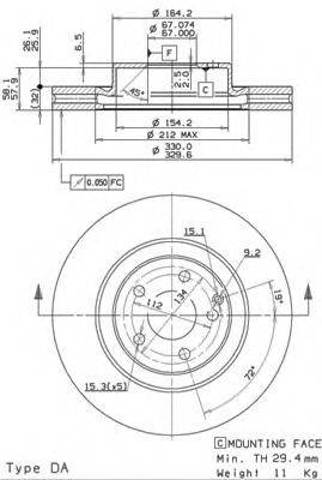 Диск гальмівний передній 09982521 BREMBO