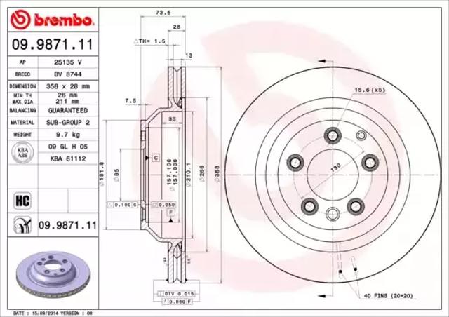 Задні дискові гальма 09987111 BREMBO