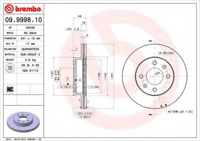Ротор гальмівний 09999810 BREMBO