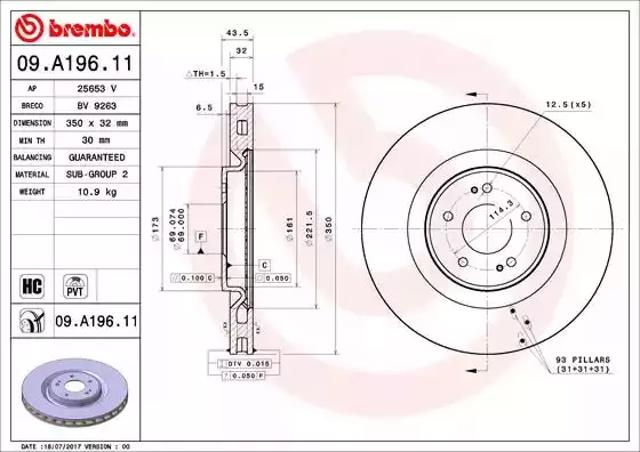 Гальмо дискове переднє 09A19611 BREMBO