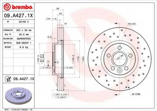 Диск переднього гальма 09A4271X BREMBO
