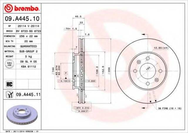 Диск переднього гальма 09A44510 BREMBO