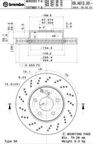 Гальмо дискове переднє 09A61351 BREMBO