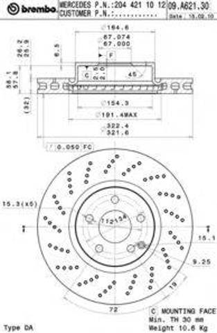 Гальмо дискове переднє 09A62131 BREMBO
