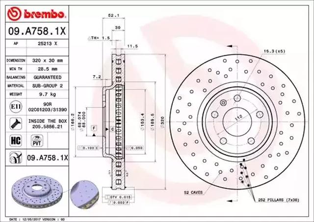 Гальмо дискове переднє 09A7581X BREMBO
